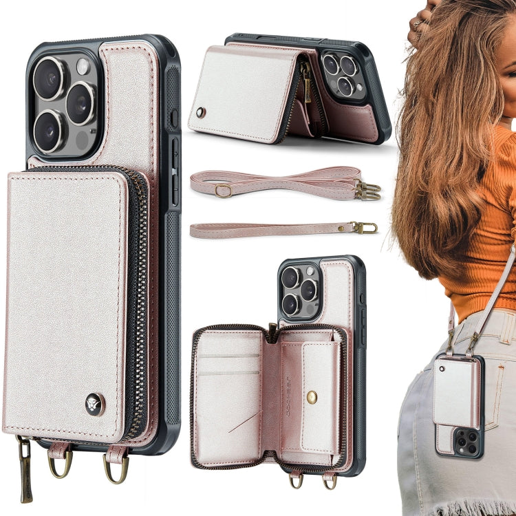 JEEHOOD C22 Series Zipper Wallet Leather Phone Case with Dual Lanyard, For iPhone 16 Pro Max�����...