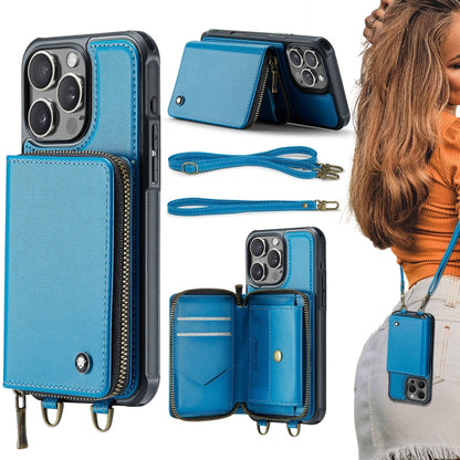 JEEHOOD C22 Series Zipper Wallet Leather Phone Case with Dual Lanyard, For iPhone 16 Pro Max�����...