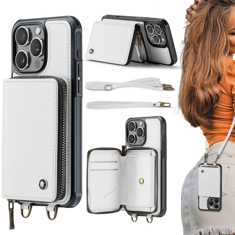 JEEHOOD C22 Series Zipper Wallet Leather Phone Case with Dual Lanyard, For iPhone 16 Pro Max�����...