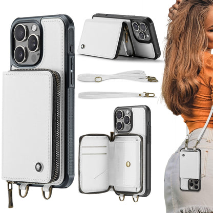 JEEHOOD C22 Series Zipper Wallet Leather Phone Case with Dual Lanyard, For iPhone 16 Pro Max�����...