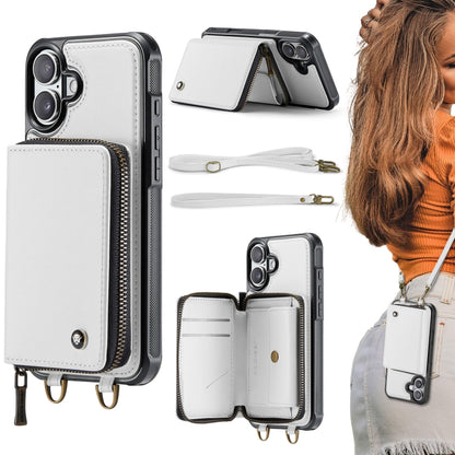 JEEHOOD C22 Series Zipper Wallet Leather Phone Case with Dual Lanyard, For iPhone 16 Pro Max�����...