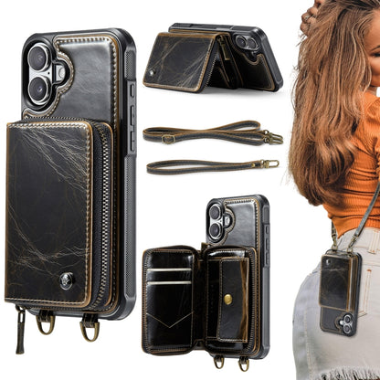 JEEHOOD C22 Series Zipper Wallet Leather Phone Case with Dual Lanyard, For iPhone 16 Pro Max�����...