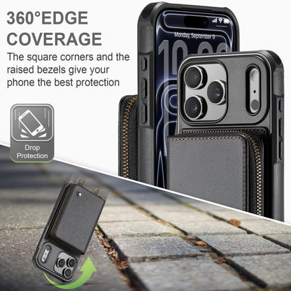 JEEHOOD C22 Series Zipper Wallet Leather Phone Case with Dual Lanyard