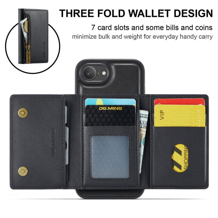 DG.MING M5 Series Zip RFID Multi Card Detachable Leather Phone Case