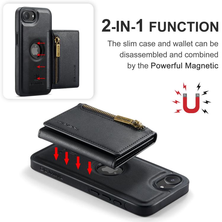 DG.MING M5 Series Zip RFID Multi Card Detachable Leather Phone Case