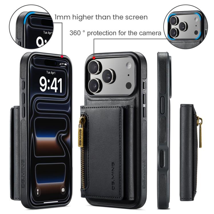 DG.MING M5 Series Zip RFID Multi Card Detachable Leather Phone Case