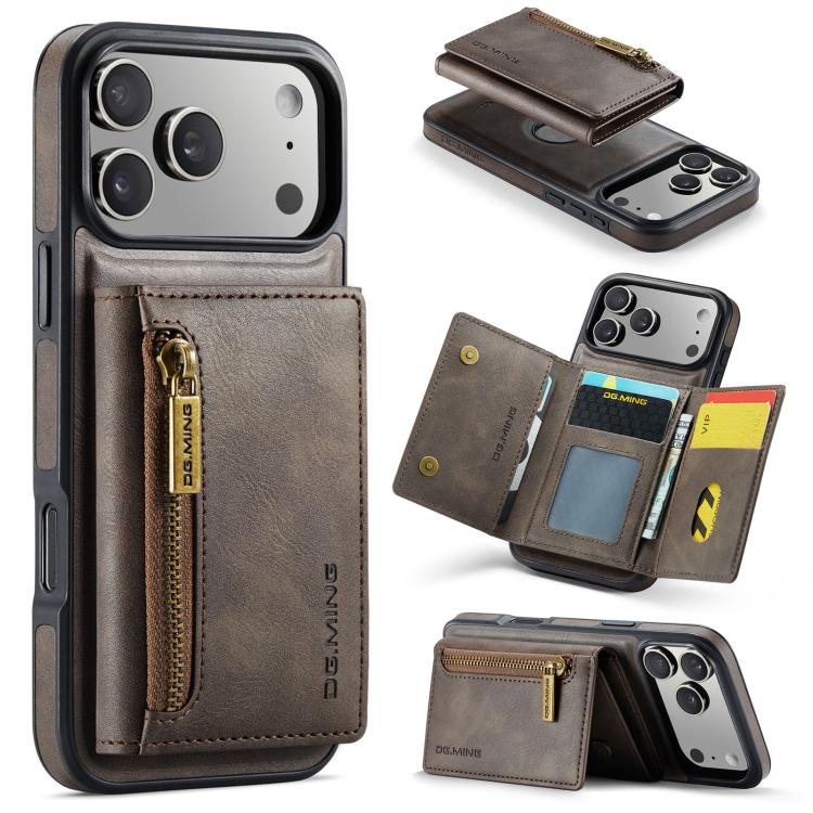 DG.MING M5 Series Zip RFID Multi Card Detachable Leather Phone Case