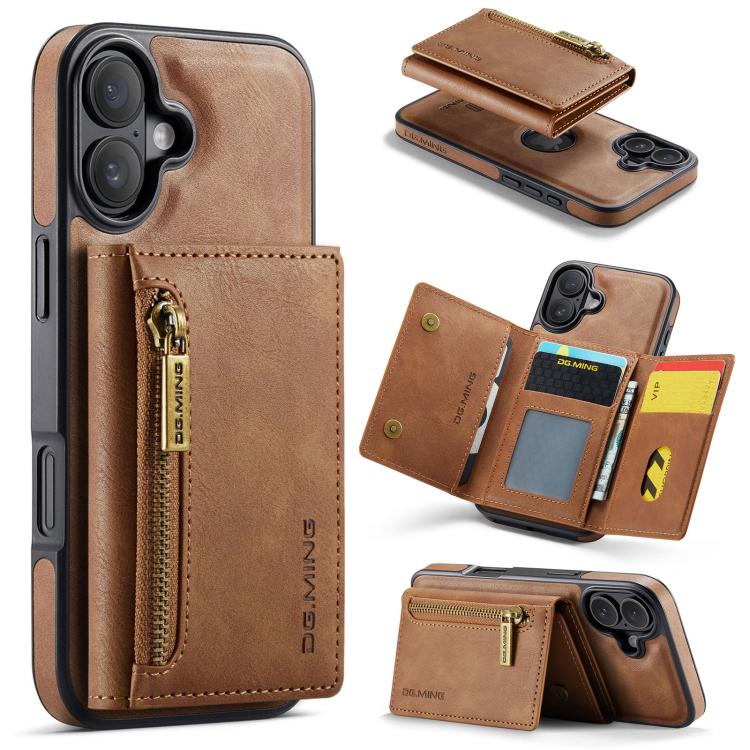 DG.MING M5 Series Zip RFID Multi Card Detachable Leather Phone Case