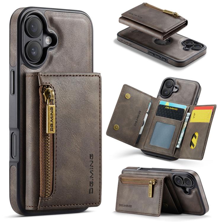 DG.MING M5 Series Zip RFID Multi Card Detachable Leather Phone Case