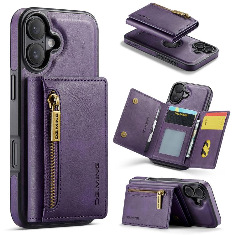 DG.MING M5 Series Zip RFID Multi Card Detachable Leather Phone Case