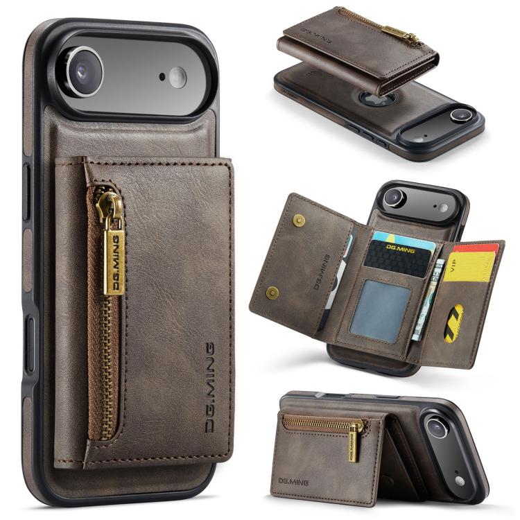 DG.MING M5 Series Zip RFID Multi Card Detachable Leather Phone Case