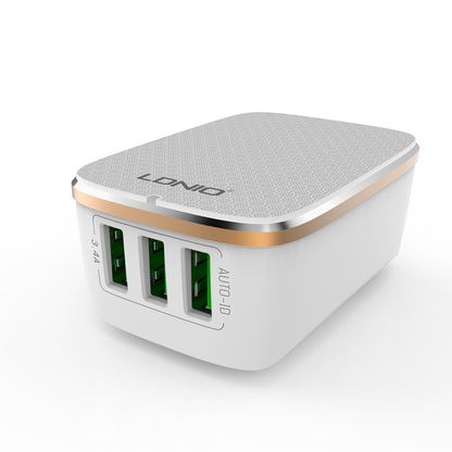 LDNIO A3304 17W 3 USB Interfaces Travel Charger Mobile Phone Charger,, US Plug, EU Plug, UK Plug�...
