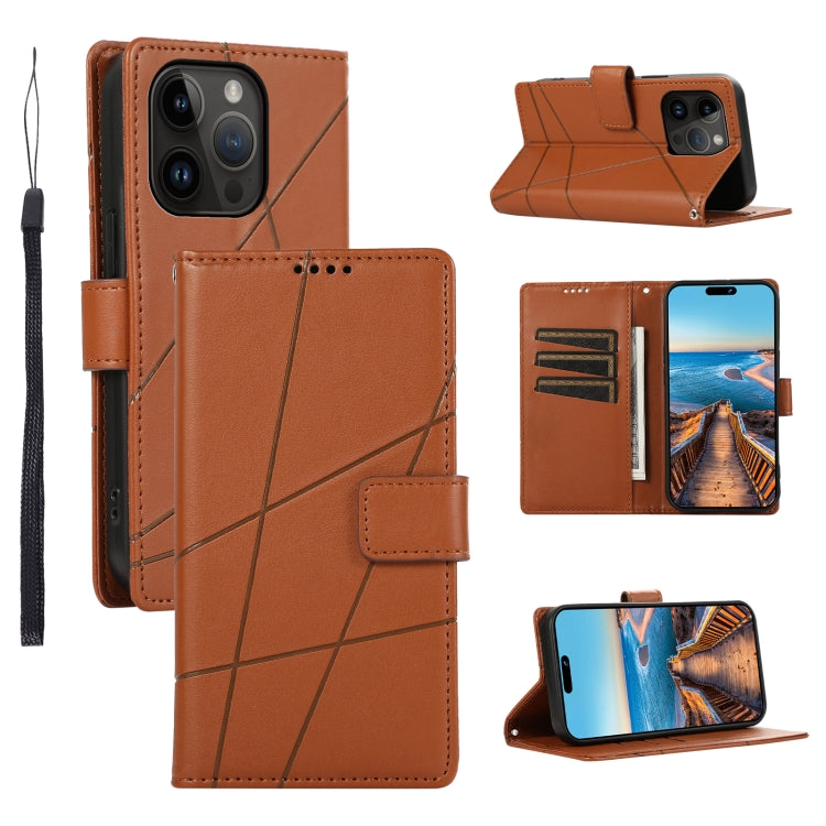 PU Genuine Leather Texture Embossed Line Phone Case