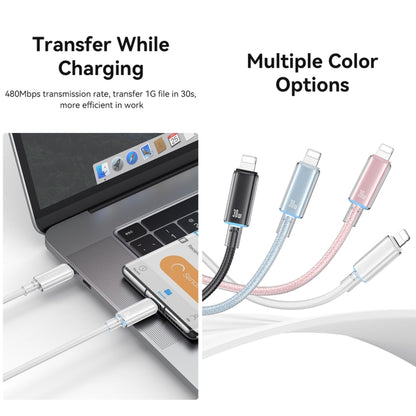USAMS Type-C To 8 Pin Aluminum Alloy Clear LED 30W PD Fast Charge Data Cable, Length:1.2m��������...