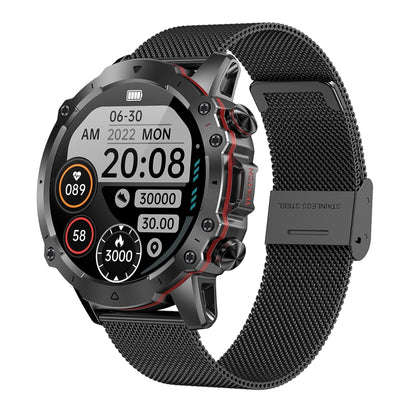AK56 IP67 BT5.1 1.43inch Smart Watch Support Voice Call / Health Monitoring, Pearl Steel Strap���...