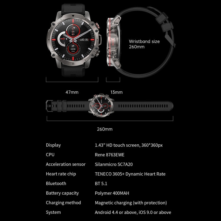 AK56 IP67 BT5.1 1.43inch Smart Watch Support Voice Call / Health Monitoring, Pearl Steel Strap���...