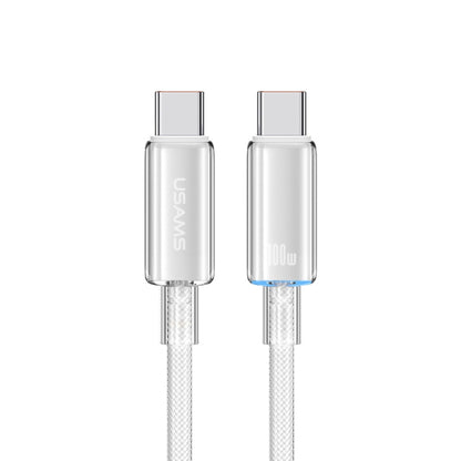 USAMS Type-C To Type-C Aluminum Alloy Clear LED 100W Fast Charge Data Cable, Length:1.2m���������...