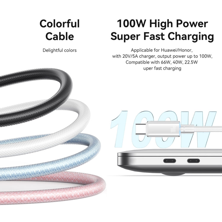 USAMS Type-C To Type-C Aluminum Alloy Clear LED 100W Fast Charge Data Cable, Length:1.2m���������...
