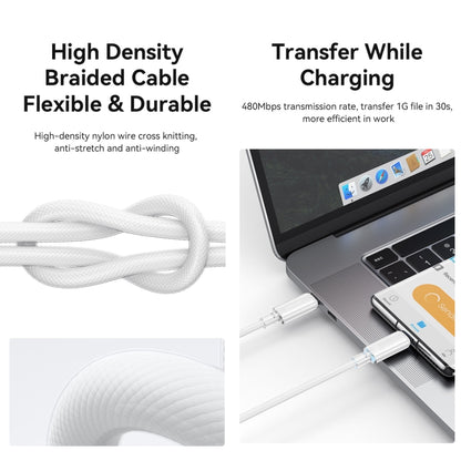 USAMS Type-C To Type-C Aluminum Alloy Clear LED 100W Fast Charge Data Cable, Length:1.2m���������...