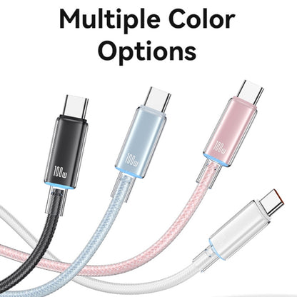 USAMS Type-C To Type-C Aluminum Alloy Clear LED 100W Fast Charge Data Cable, Length:1.2m���������...