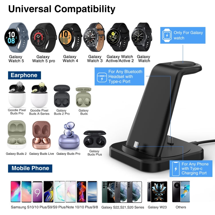 For Type-C Mobile Phones & Earphones / Samsung Watch Series 4 in 1 Wireless Charger Holder�������...