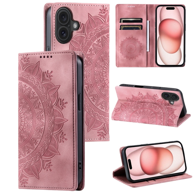 Totem Embossed Magnetic Leather Phone Case, For iPhone 16e, For iPhone 16 Pro Max, For iPhone 16 ...