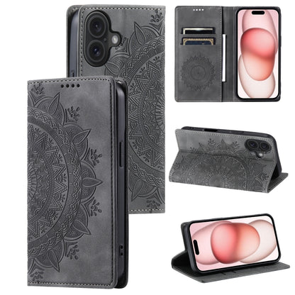 Totem Embossed Magnetic Leather Phone Case, For iPhone 16e, For iPhone 16 Pro Max, For iPhone 16 ...