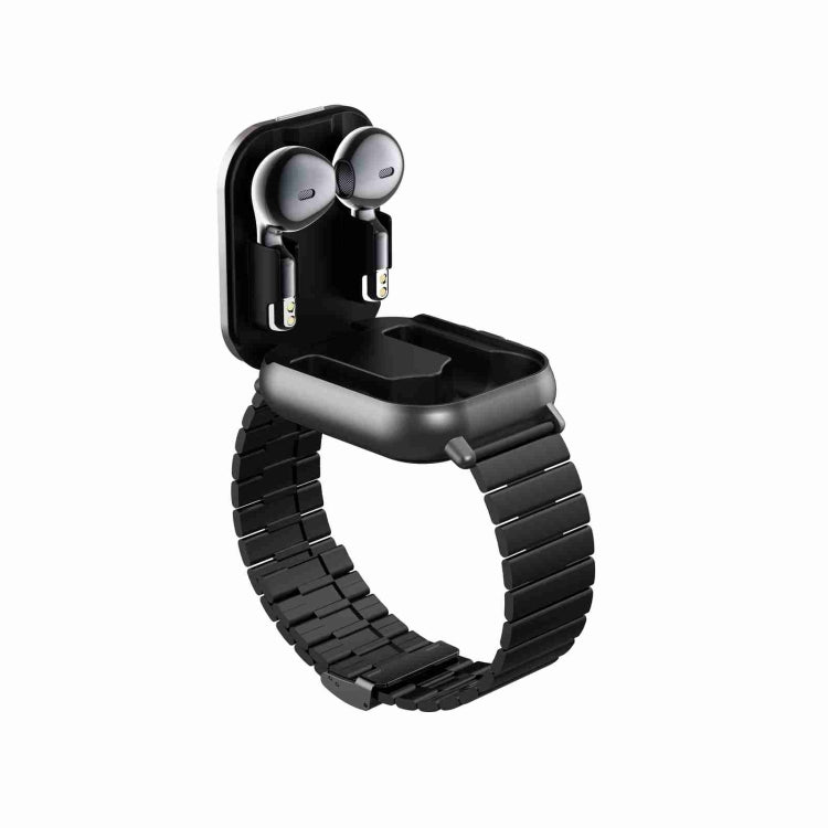 D8 2.01 inch 2 in 1 Bluetooth Earphone Steel Band Smart Watch, Support Health Monitoring / NFC���...