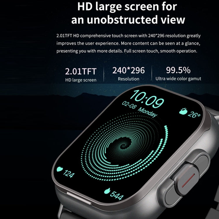D8 2.01 inch 2 in 1 Bluetooth Earphone Steel Band Smart Watch, Support Health Monitoring / NFC���...