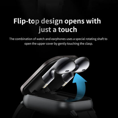 D8 2.01 inch 2 in 1 Bluetooth Earphone Steel Band Smart Watch, Support Health Monitoring / NFC���...