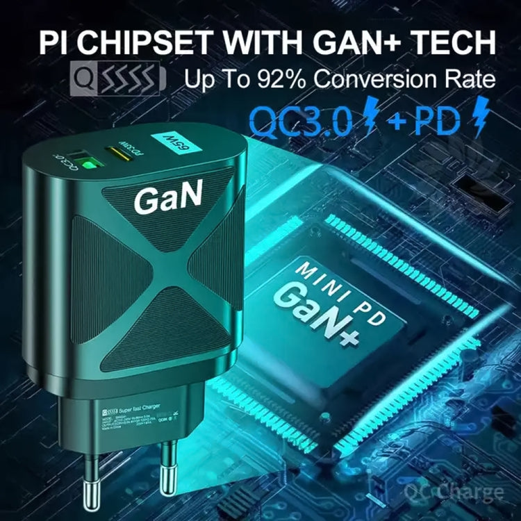 65W Gallium Nitride GaN389 USB + Type-C Fast Charging Charger