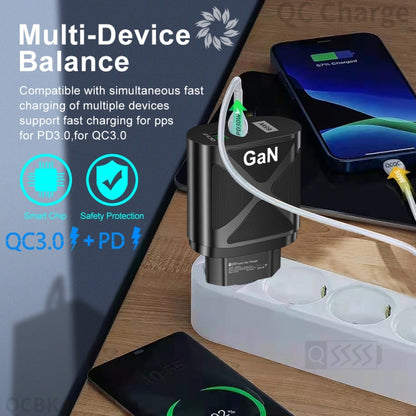 65W Gallium Nitride GaN389 USB + Type-C Fast Charging Charger
