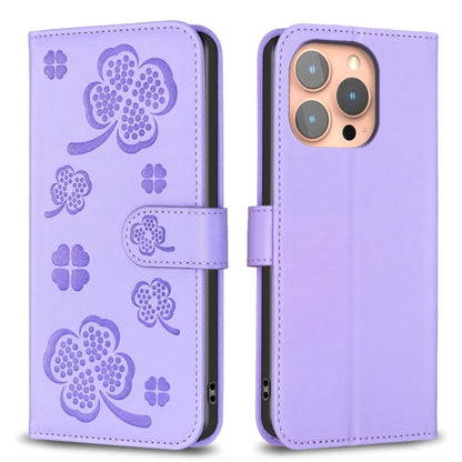 Four-leaf Embossed Leather Phone Case