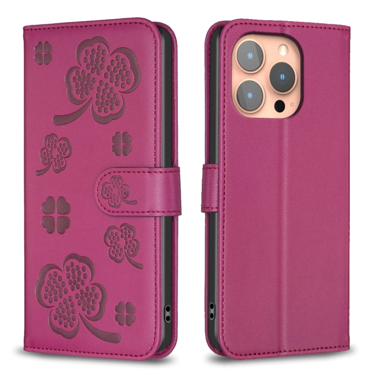 Four-leaf Embossed Leather Phone Case