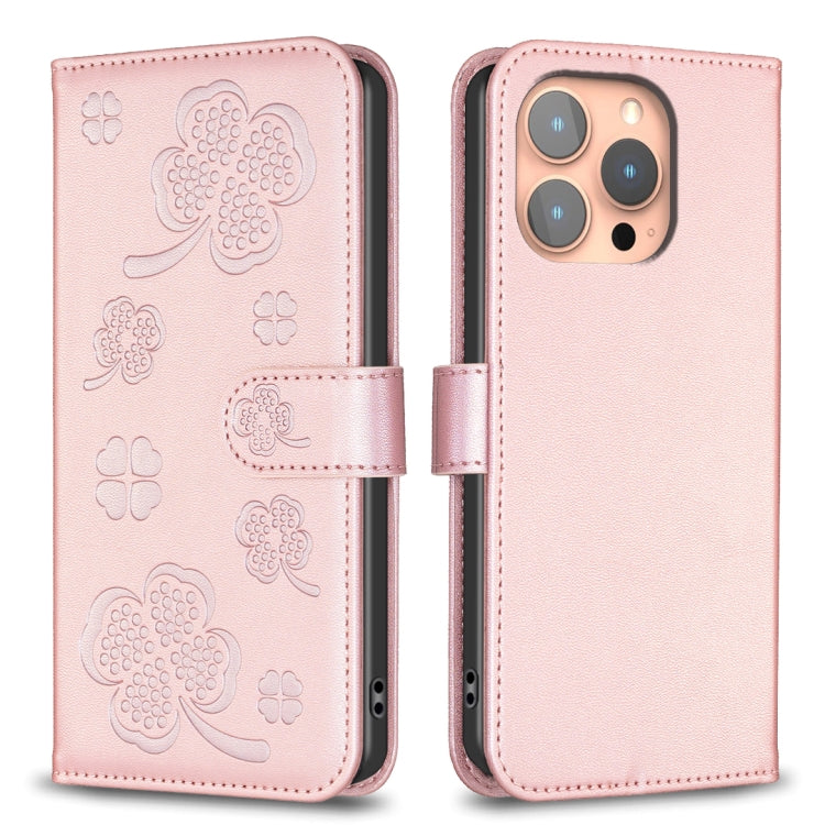 Four-leaf Embossed Leather Phone Case