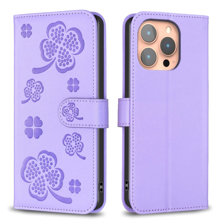 Four-leaf Embossed Leather Phone Case