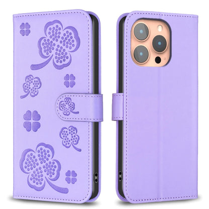 Four-leaf Embossed Leather Phone Case