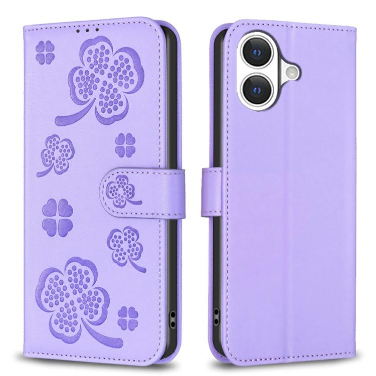 Four-leaf Embossed Leather Phone Case