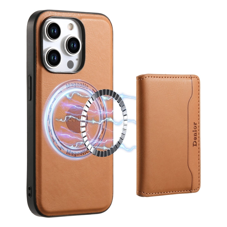 Denior Cowhide Texture Leather MagSafe Detachable Wallet Phone Case