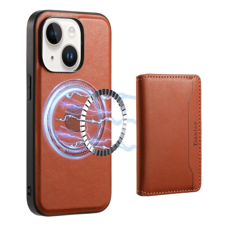 Denior Cowhide Texture Leather MagSafe Detachable Wallet Phone Case