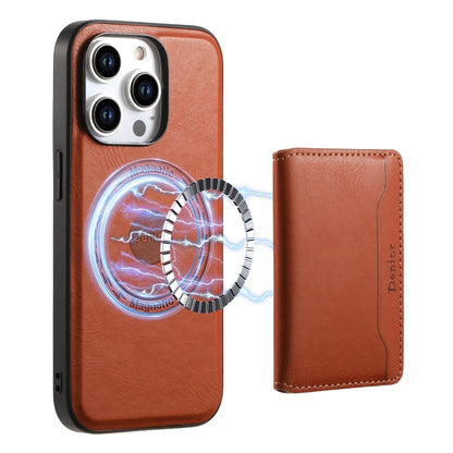 Denior Cowhide Texture Leather MagSafe Detachable Wallet Phone Case