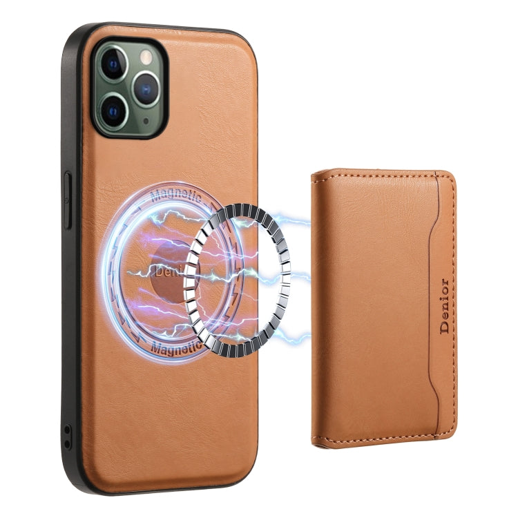 Denior Cowhide Texture Leather MagSafe Detachable Wallet Phone Case