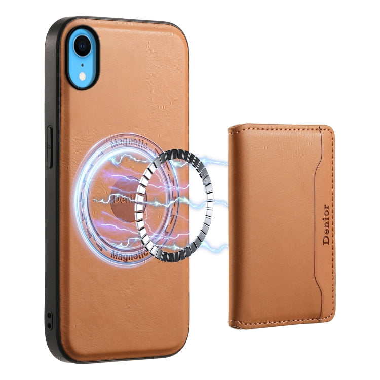Denior Cowhide Texture Leather MagSafe Detachable Wallet Phone Case