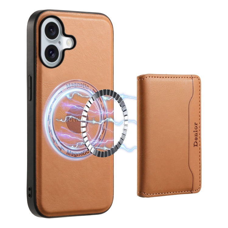 Denior Cowhide Texture Leather MagSafe Detachable Wallet Phone Case