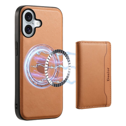 Denior Cowhide Texture Leather MagSafe Detachable Wallet Phone Case