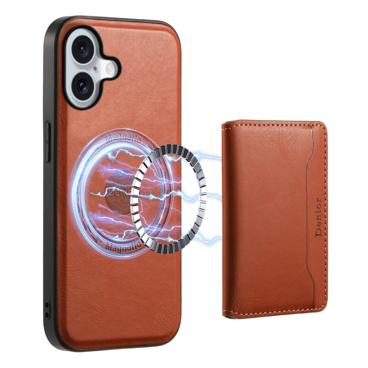 Denior Cowhide Texture Leather MagSafe Detachable Wallet Phone Case