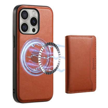 Denior Cowhide Texture Leather MagSafe Detachable Wallet Phone Case