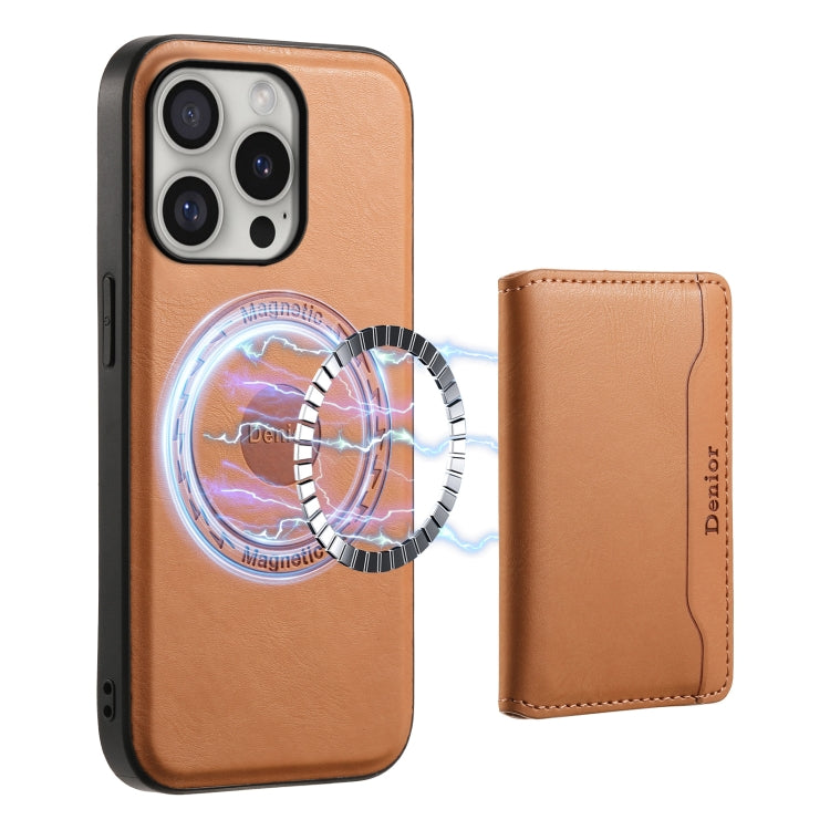 Denior Cowhide Texture Leather MagSafe Detachable Wallet Phone Case