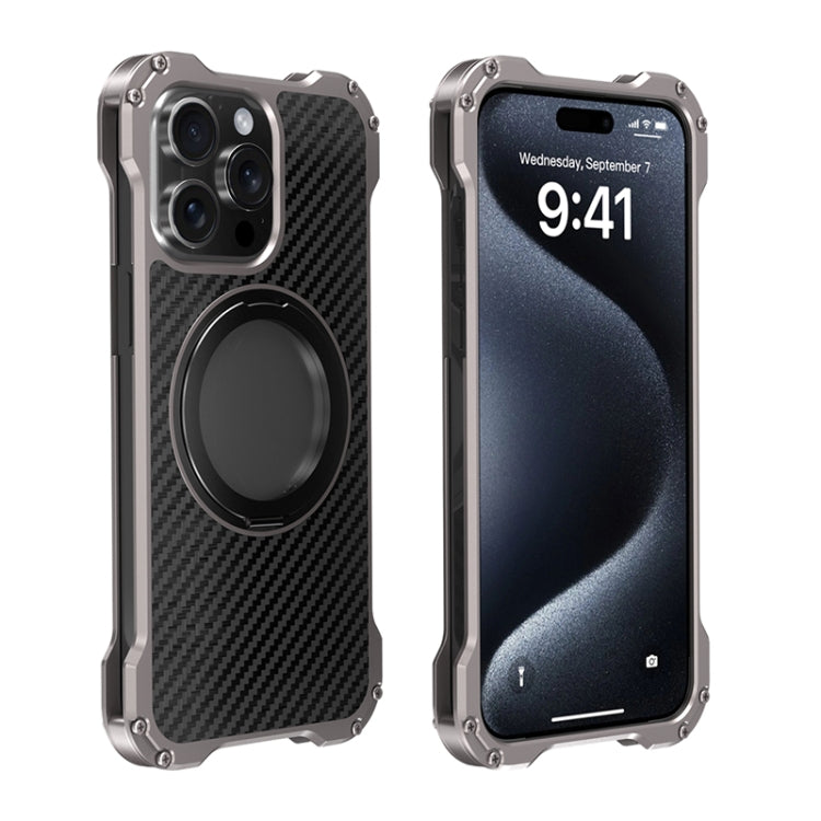 R-JUST RJ51-1 Hollow Rotating Holder MagSafe Magnetic Metal Phone Case, For iPhone 16 Pro Max����...
