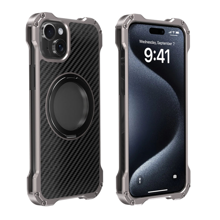 R-JUST RJ51-1 Hollow Rotating Holder MagSafe Magnetic Metal Phone Case, For iPhone 16 Pro Max����...